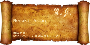 Monoki Jolán névjegykártya